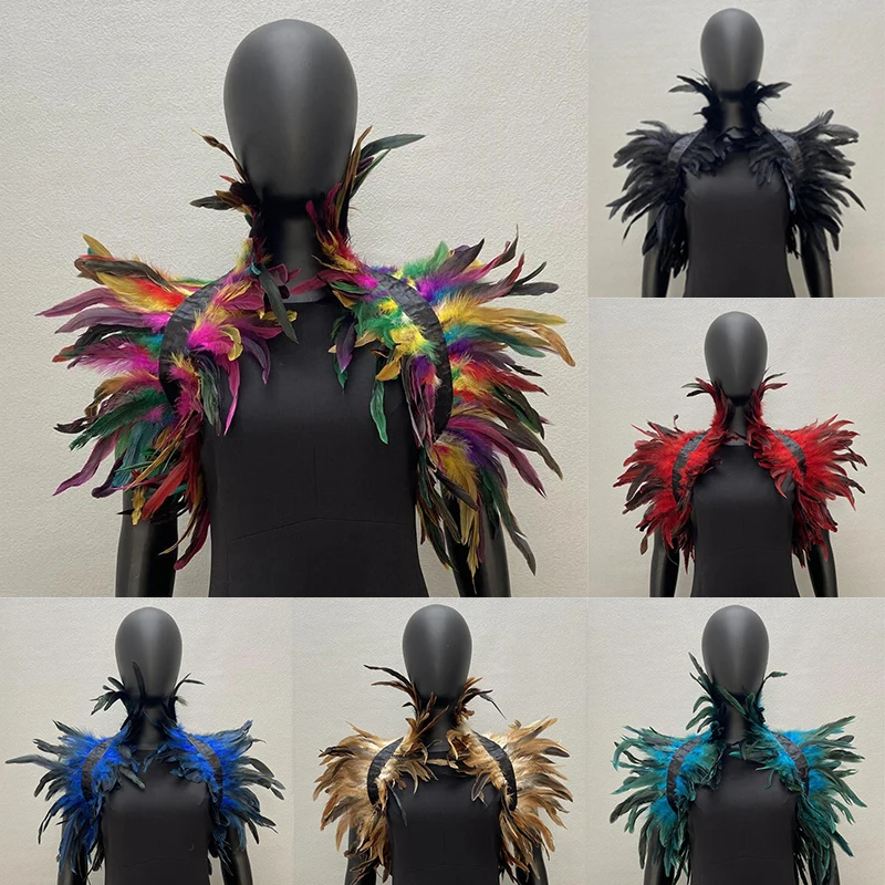 

Feather Shawl Shrugs For Women Detachable Fake Collar Feather Shoulder Cape Black Natural Feather Shrug Shawl Cuello Plumas