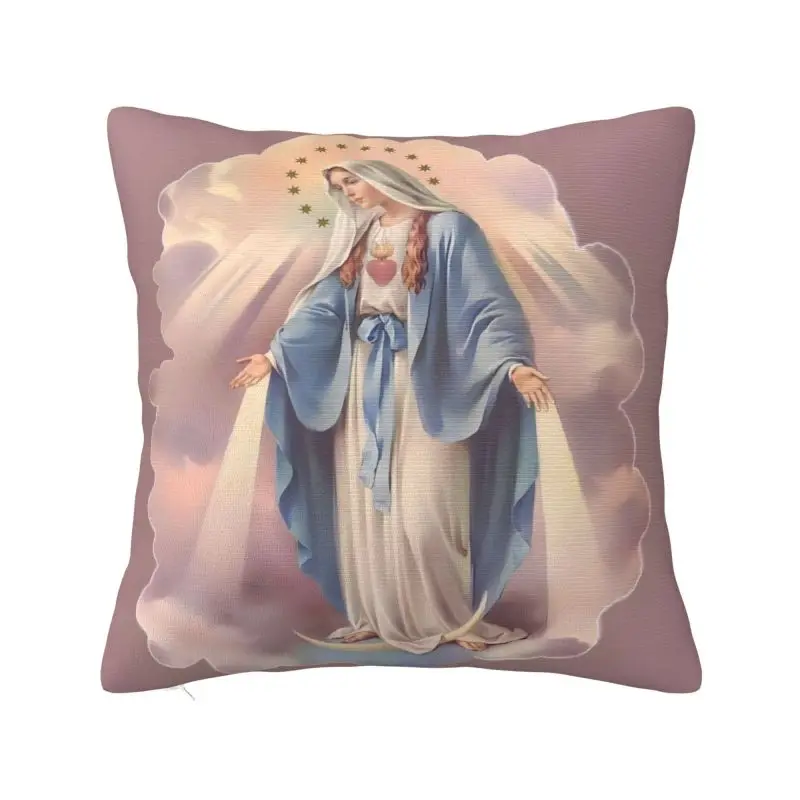 Custom Modern Our Lady Of Grace Cushion Cover for Sofa Soft Throw Pillow Case