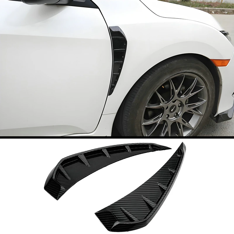 Carbon Fiber Style Black Side Fender Spoiler For Honda Civic 2016 2017 2018 2019 2020 10th Car Accessories Trim