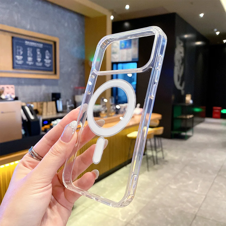 Funda magnética transparente original para iPhone 17 Air 16 Pro Max 15 14 13 12 11, compatible con Magsafe y resistente a golpes 6