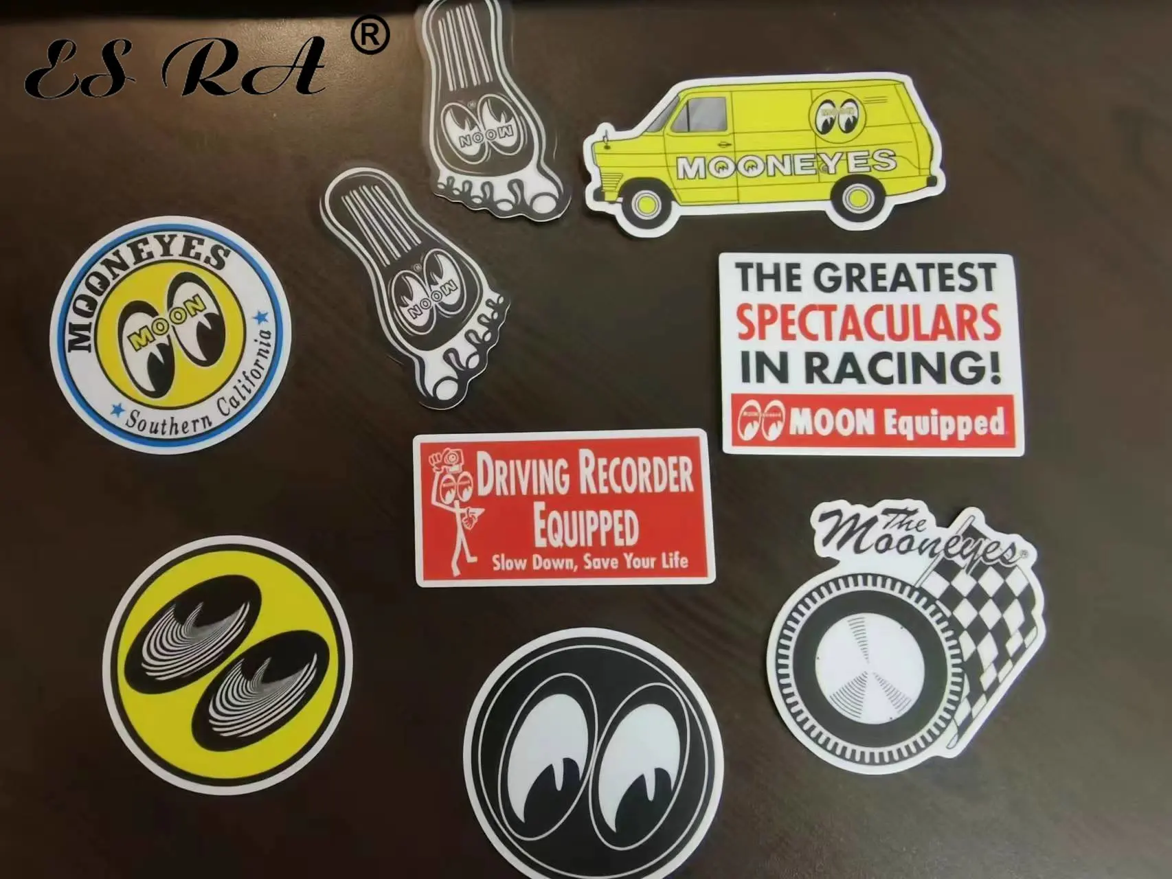 9 Pcs/Set Motor Decals Eyes Car Stickers Skateboard Decoration Moon Pegatinas Waterproof for Lugguage  Laptop Bicycle Pitcher