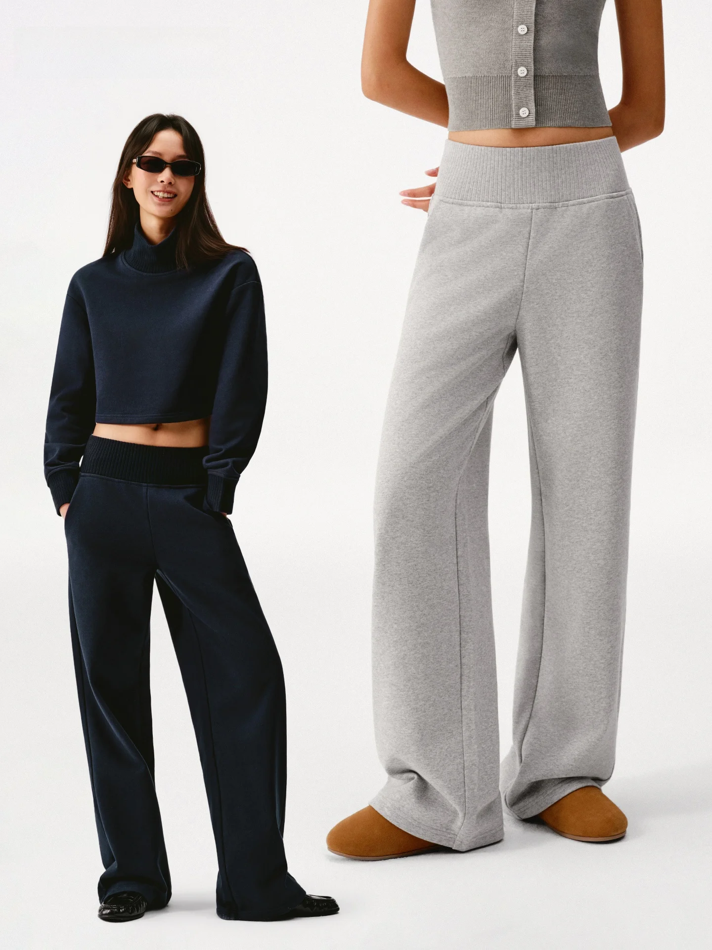 

Asomesome American Splice High Waist Loose Straight Leg Sweatpants Women's Autumn Winter ey Sports Pants Casual Trousers