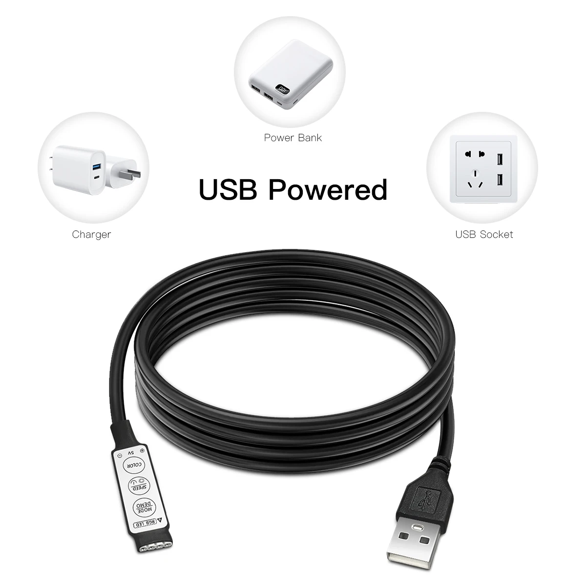 Mini 3 مفاتيح RGB LED قطاع ضوء تحكم USB 5V لشريط أضواء RGB LED مصباح الشريط #2