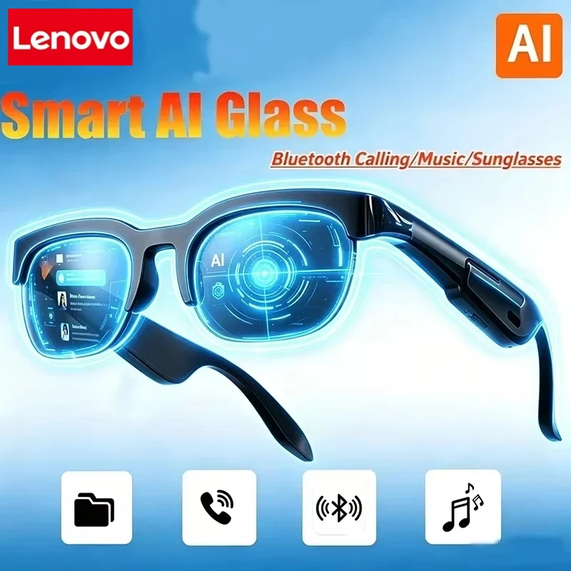 Lenovo New Smart Bluetooth Glasses AI Motorcycle Goggles Player Surround Sound Touch Control Multifunctional Smart Sunglasses
