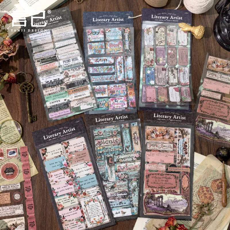 6pcs/1lot kawaii Stationery Sticker Literary artist junk journal Decorative Scrapbooking DIY Craft Sticker