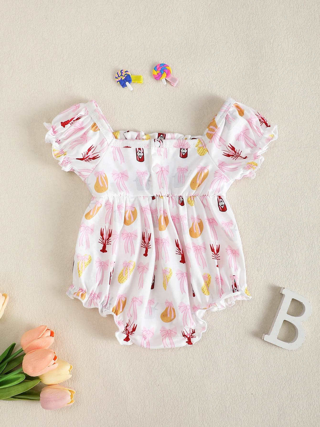 Cute Baby Girl Lobster Pattern Onesie Infant Clothing Toddler Romper Comfortable Soft Fabric Baby Outfit