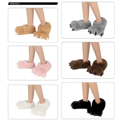 Furry Animal Claw Paw Slippers for Adults Unisex Cozy Plush Slippers Fun Costume House Footwear Novelty Bear Paw Slipper
