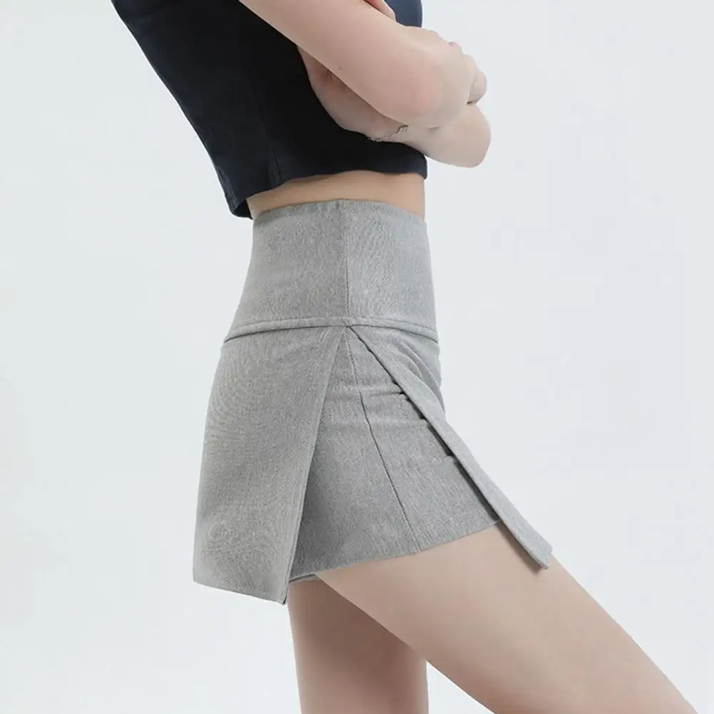 Women Sport Skort Women's Mid-rise Tennis Skort with Wide Elastic Waistband Side Slit Design A-line Sport Skirt