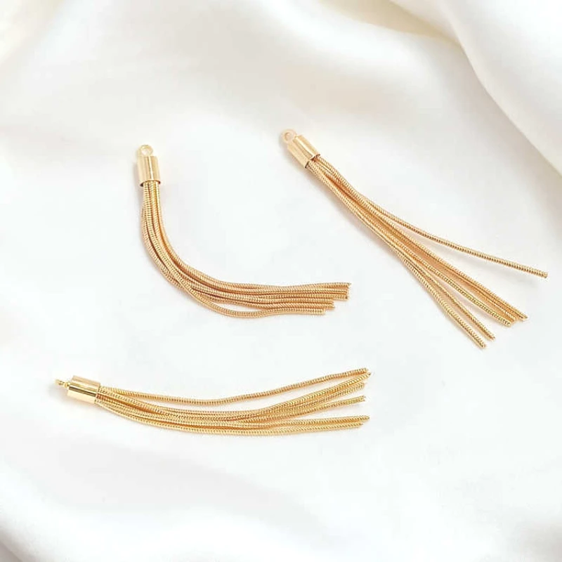 3 PCS 14K Copper Clad Gold Copper Tassel Earrings Minimalist Semi Finished Pendant Handmade DIY Jewelry Accessories Materials
