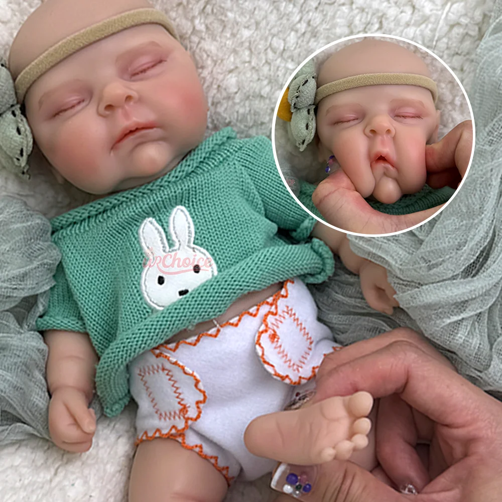 

Mini 12" Washable Reborn Baby Doll Lifelike Rebirth Girl Chubby Silicone Newborn Doll For Daughter Birthday Christmas Gift