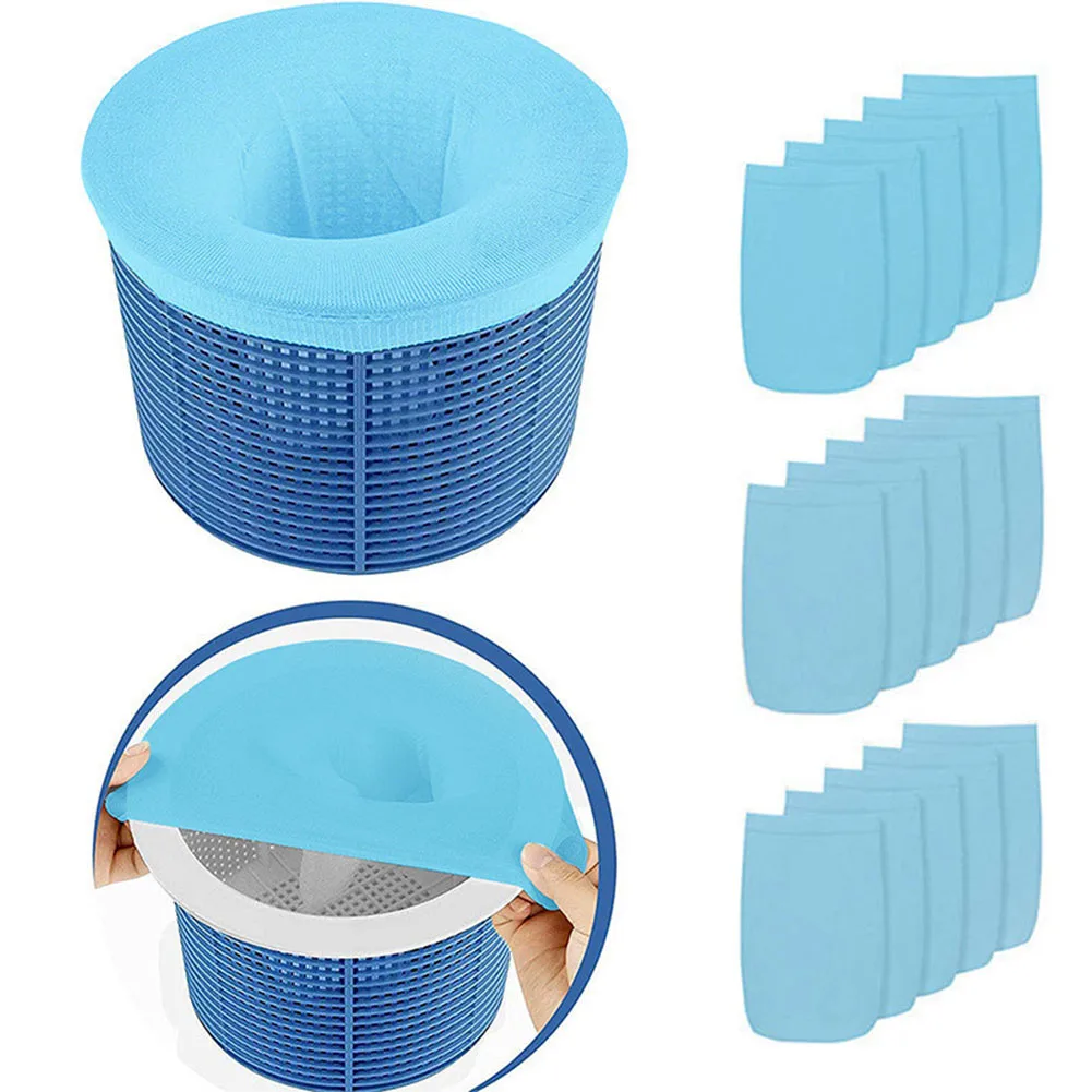 Skimmer de piscine, chaussettes de nettoyage de piscine, maille en Nylon réutilisable pour filtres, paniers, accessoires