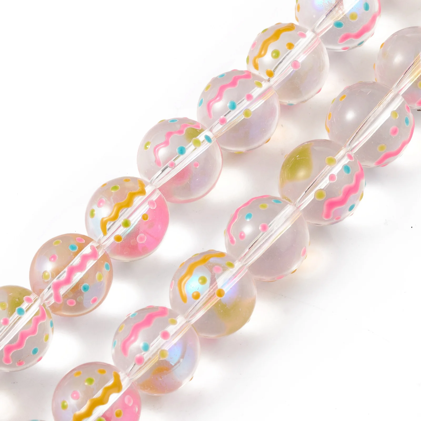 3 strands Handmade Lampwork Beads Strands Multicolor Enamel Round Beads For Jewerly Making Diy Bracelet about 30pcs/strand