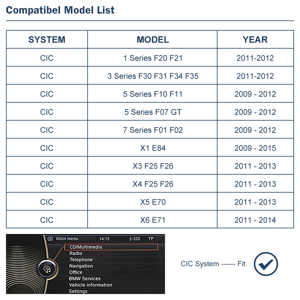 Wireless CarPlay Android Auto for BMW CIC System 1 2 3 4 5 7 Series X1 X3 X4 X5 X6 F10 F11 F07 F01 F02 E84 F25 F26 E70 E71