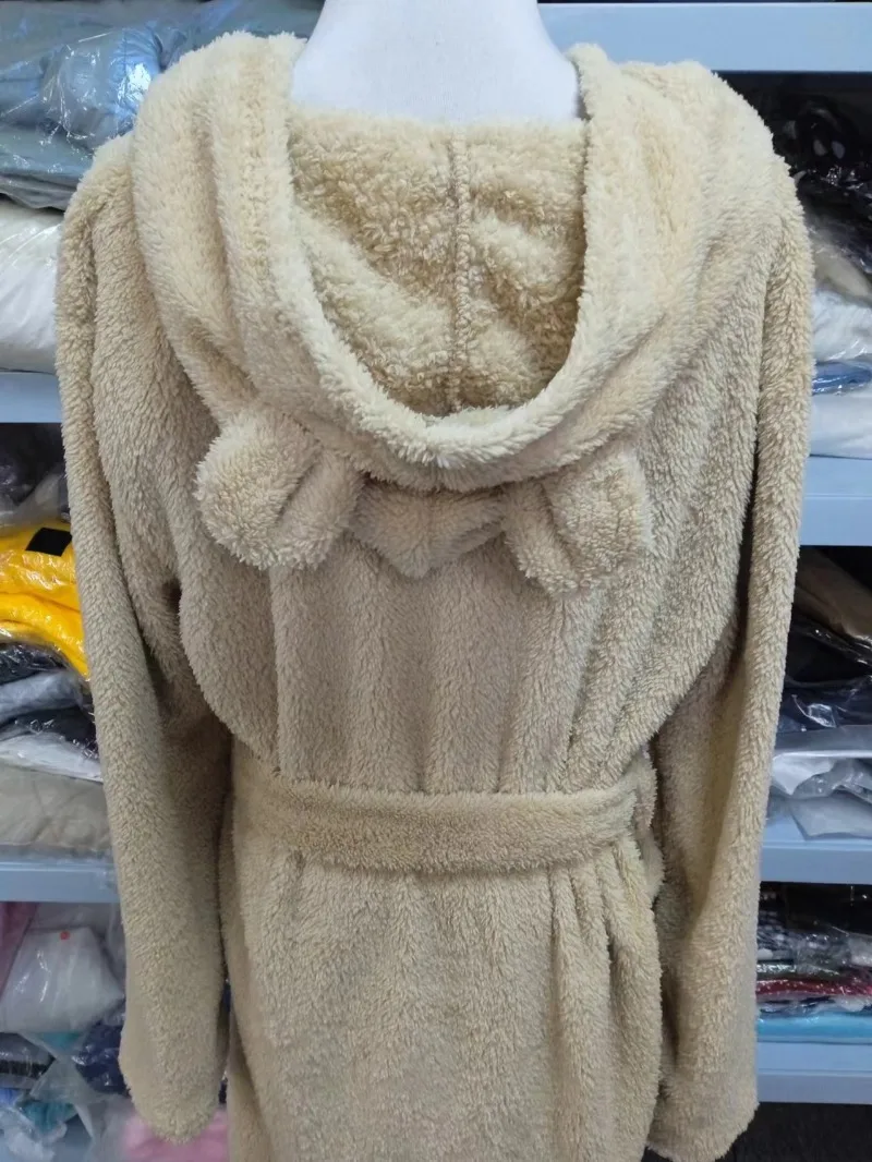 Autunno Inverno Cappotto peloso con orecchie carine Giacca allentata pigra Donna Manica lunga Kawaii Dolce con cappuccio Rosa Cachi Cappotto moda casual Y2k