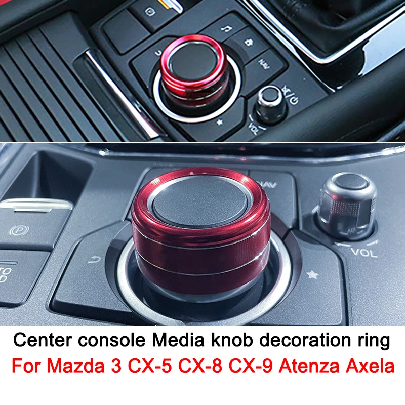 1 unidad de anillo decorativo para la perilla de función de la consola central para Mazda 3 CX-5 CX-8 CX-9 Atenza Axela, accesorios de interior para coche, cubierta embellecedora