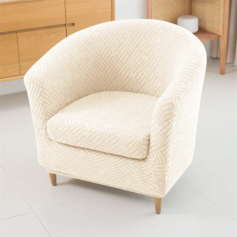 2 teile/satz Jacquard Club Tub Stuhl Abdeckung mit Kissen Abdeckung Elastische Sessel Schonbezug Rutschfeste Couch Abdeckung Möbel Schutz – Detail 4