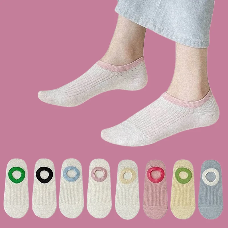 

5/10 Pairs New White Boat Socks Thin Non-slip No-fall Heel Socks Summer Comfortable Breathable Sweat-absorbent Invisible Socks