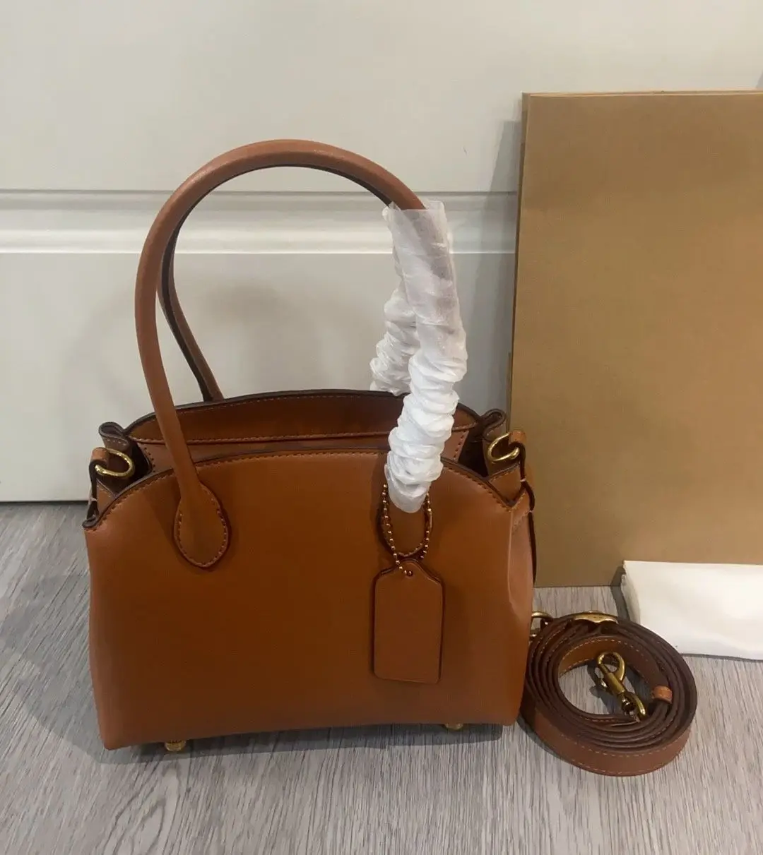 

Women's Brown Leather Top-Handle Bag Adjustable Shoulder Strap Crossbody Satchel for Daily Office