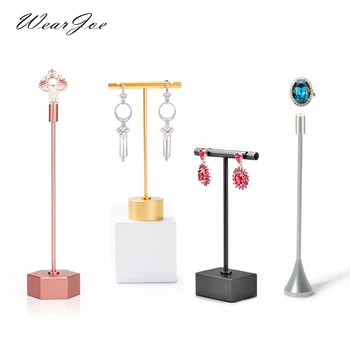 Metal T Bar Küpe Ekran Standı Mağaza Satış Damızlık Küpe Depolama Tutucu Dangle Takı Yüzük Fotoğraf Organizatör Askı
