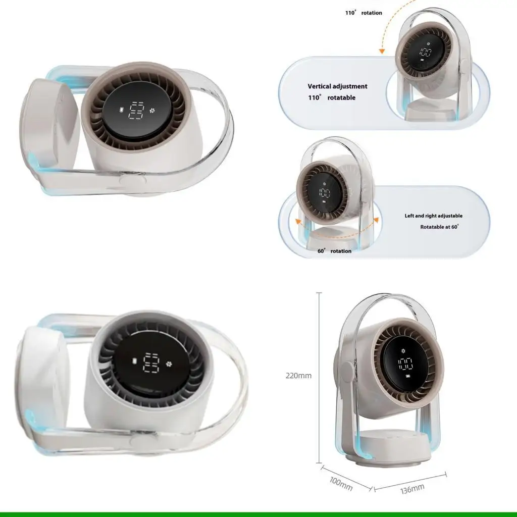 

U55C Quiet USB Desk Fan Wide Rotation 100Speed Setting Table Coolers Battery