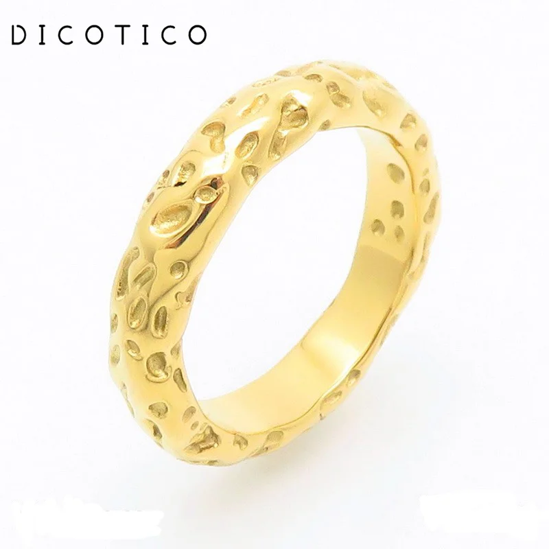 Trendy Stainless Steel Unisex Rings Gold Silver Color Fashion Irregular Wedding Party Couple Jewelry Gift