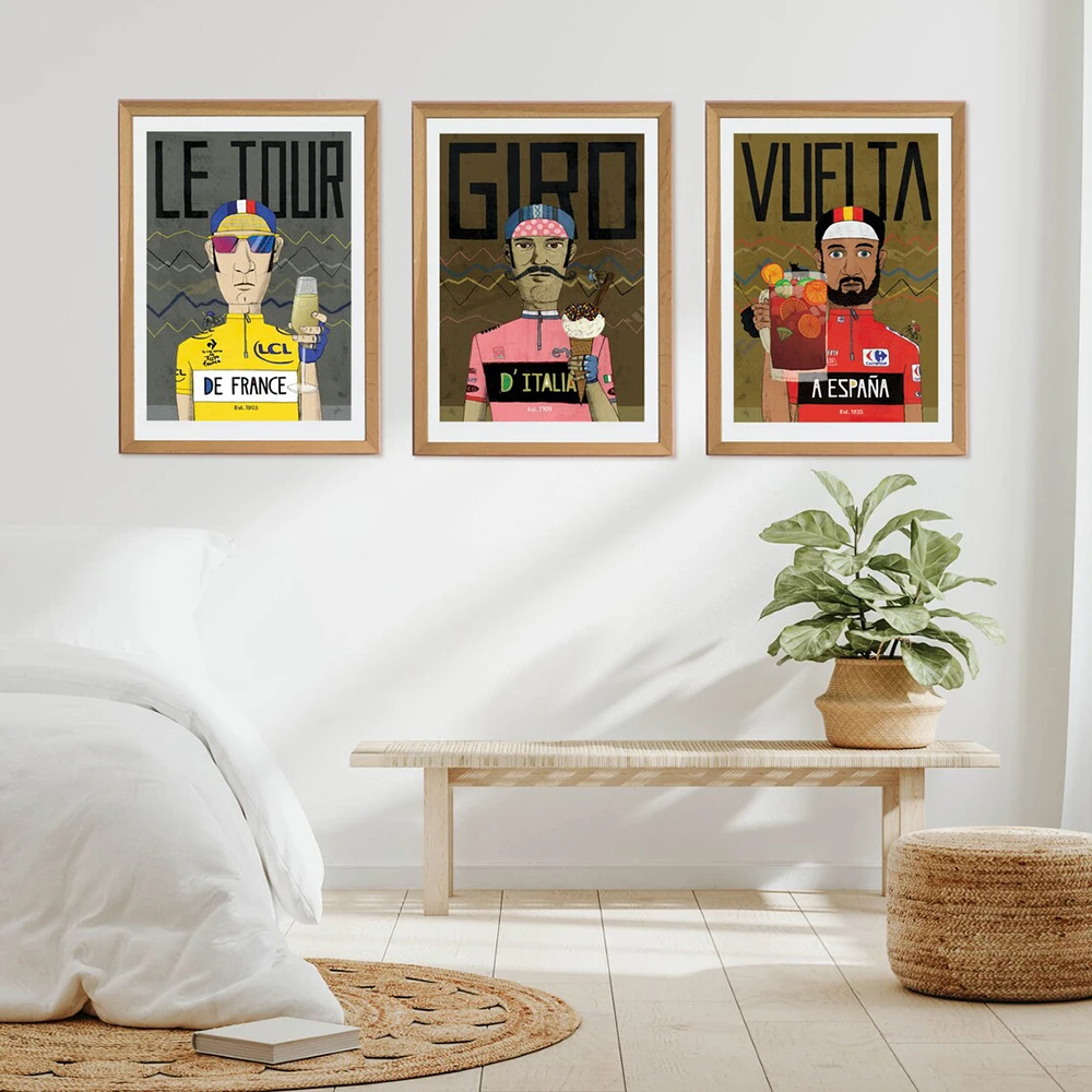 Carteles de carreras de ciclismo, impresiones en lienzo de Francia, Italia, España, arte de pared de bicicleta, imágenes para decoración del hogar