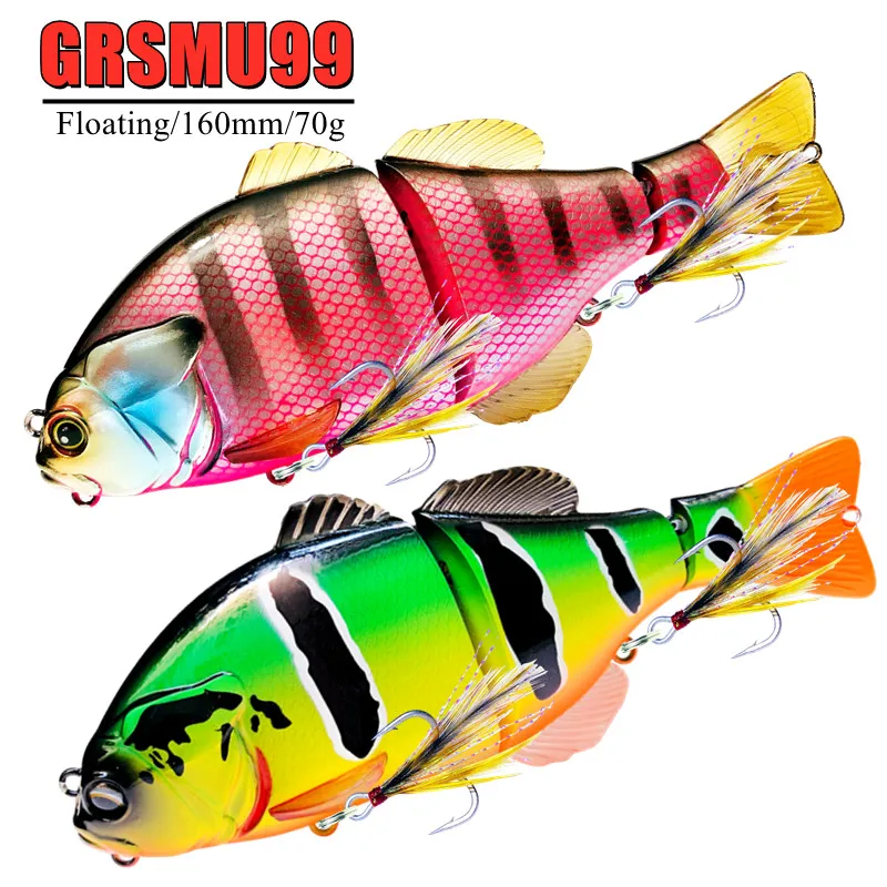 GREENSPIDER Floating Fishing Lure Swimbait With Soft Tail Hard Bait 160mm 70g Jointed Bait Hunter Tackle for pike musky perch