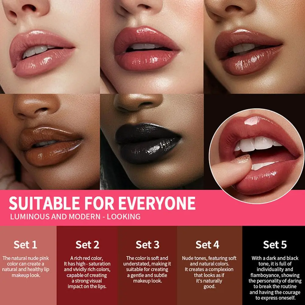 Lip Combo Rossetto opaco + Penna per labbra Set lucidalabbra Set di rossetti per labbra idratanti opachi impermeabili a lunga durata Set per trucco labbra