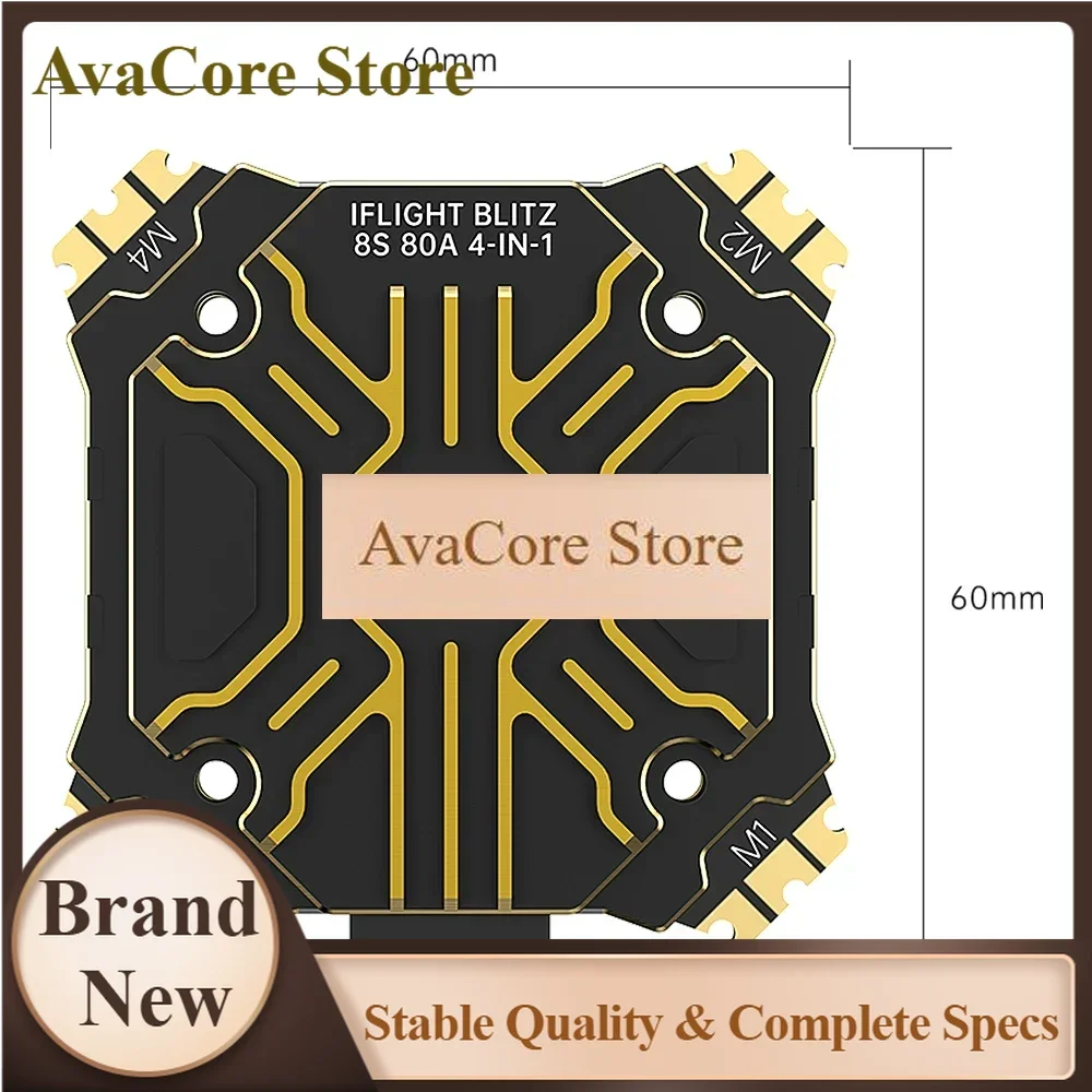 AvaCoreIFlight BLITZ E80 Pro 4-IN-1 ESC BLHeli32 2-8S Lipo Supports DShot/ DShot150/ 300/ 600/ MultiShot/ OneShot Etc For RC FPV