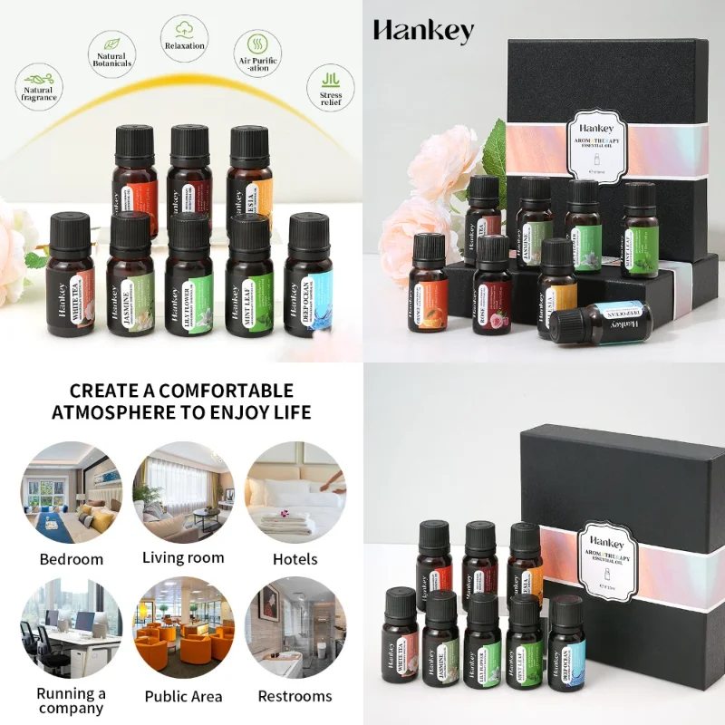 

Premium Aromatherapy Essential Oil Set - Lavender, Eucalyptus, Peppermint, Lemongrass for Stress Relief, Relaxation, Air Freshen