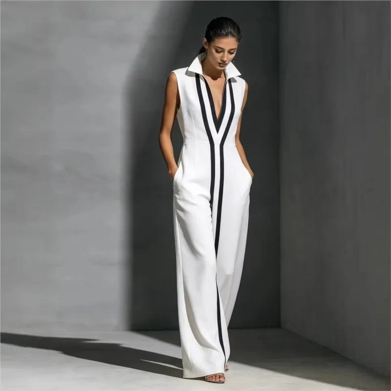 

Fashion New Colourblock Maxi Dresses Women Casual Deep V-neck Sleeveless Loose Dresses Summer Elegant Party Dress Vestidos