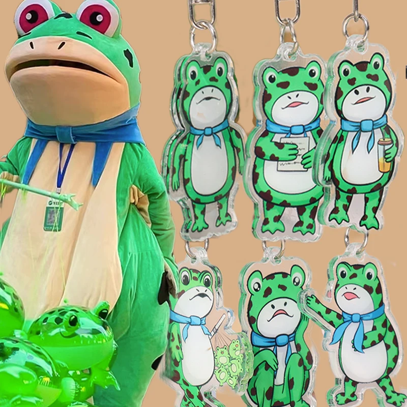 Netizen Cute Funny Playful Frogman Cartoon Acrylic Anime Keychain Interesting Bag Pendant Lovely Earphone Case Small Key Ring