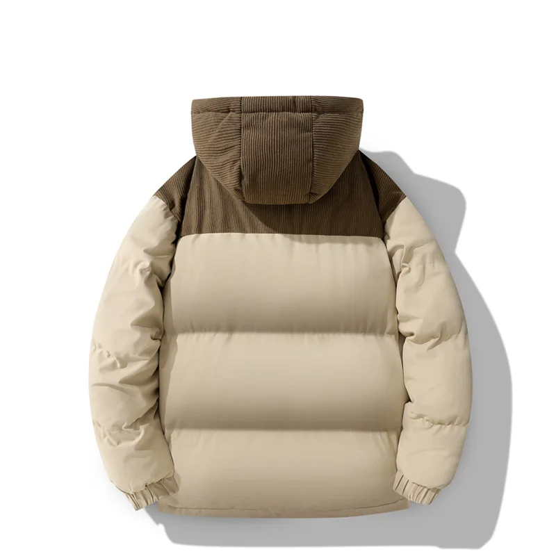 Mens Parka Men's Winter Trendy Corduroy Cotton Jacket Loose Color Blocked Cotton Coat Men's Coat Man Clothing Winter Parkas