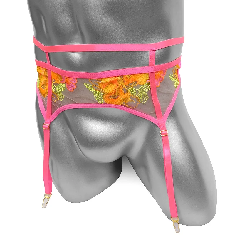 Забавные трусики с вышивкой, пояса с цветочным принтом, мужские подтяжки, нижнее белье, сексуальное нижнее белье, клубная одежда, стринги, прозрачная одежда для сна