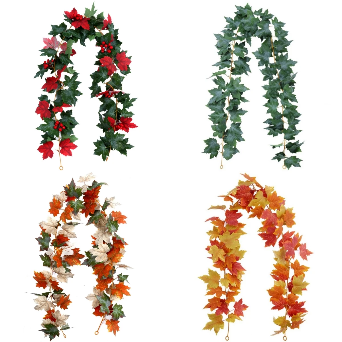 Künstliche Blätter Herbst Blatt Girlande hängende Ranken Blumen Seide gefälschte Pflanze für Halloween Weihnachten Hochzeit Party Home Dekoration – Detail 2