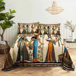 Egyptian Style 0.9/1.2/1.5/1.8/2.0m Digital Printing Polyester Bed Flat Sheet With Pillowcase Print Bedding Set