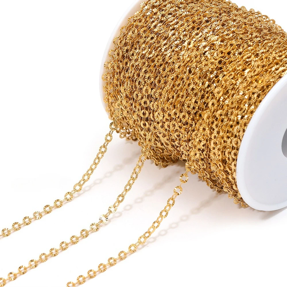 2 Meters No Fade Textured Chains Stainless Steel 1.5-4mm Wide Chains for DIY Handmade Jewelry Findings Necklace Bracelet Making