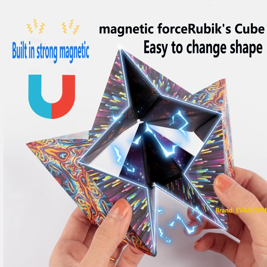 Zabawna geometryczna wymienna magiczna kostka magnetyczna 3D antystresowa ręcznie Flip Puzzle Cube kreatywne dzieci dorośli lęk zabawki Fidget