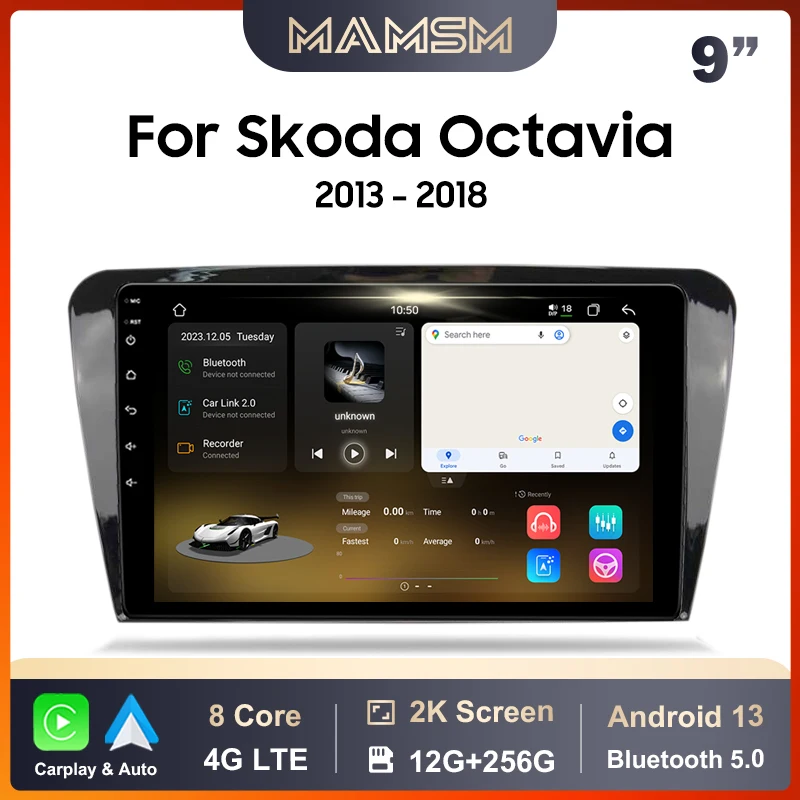 

Автомобильный радиоприемник MAMSM для Skoda Octavia 3 A7 2013-2018 Android 13 Мультимедийный видеоплеер 4G GPS Carplay Авто головное устройство интеллектуальный