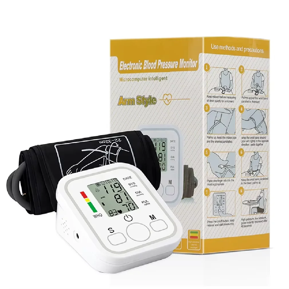Kit de Prueba de Presión Arterial Digital USB, Monitor de Presión Arterial con Sensor de Brazo, Tensiómetro Automático, Medidor de Frecuencia Cardíaca y Pulso