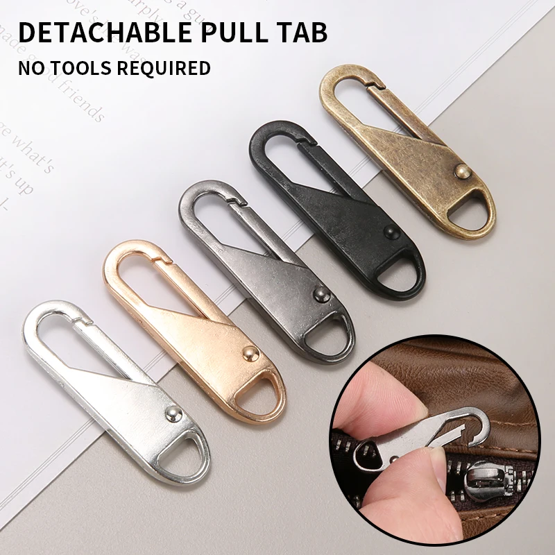 5/10pcs Detachable Metal Zipper Puller, Small Hole, Universal Movable Pull Tab, Detachable Functional Pull Tag, Bag Jacket