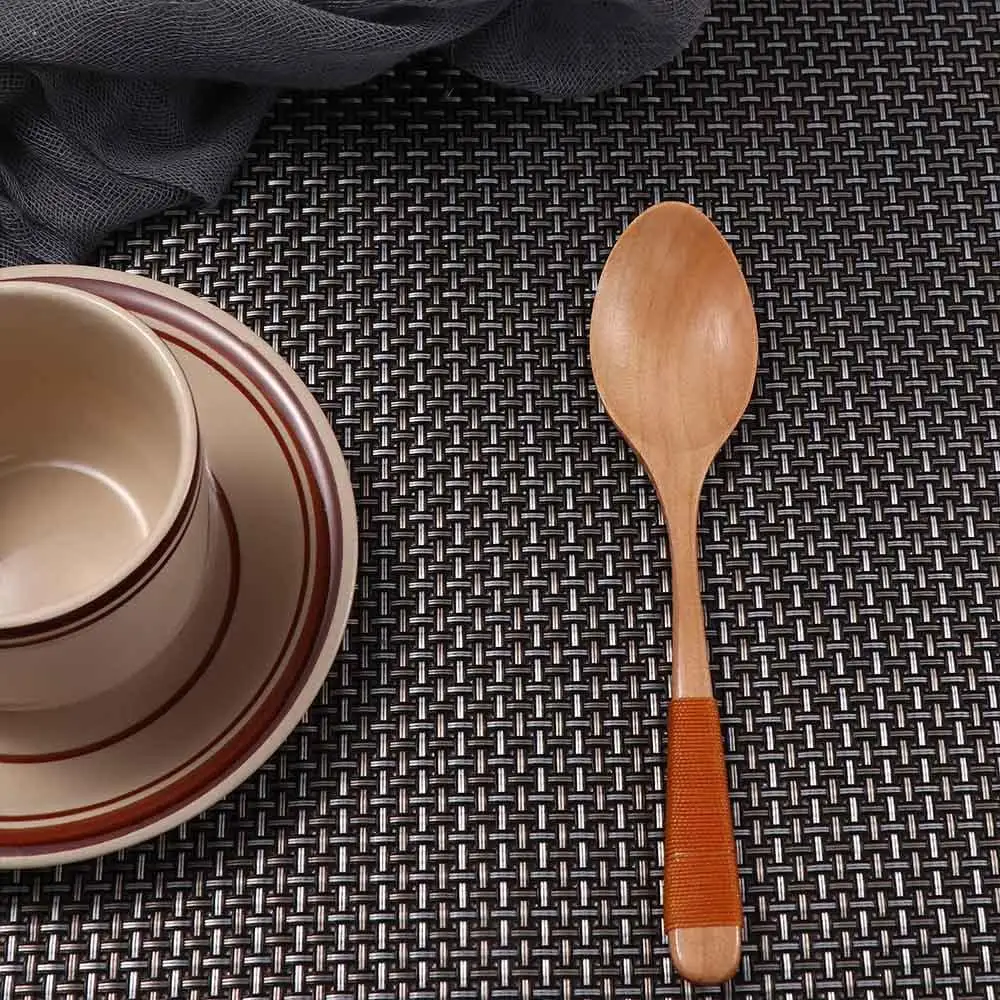 Baby Adults Wooden Dinnerware Tableware Eating Soup Spoons Cutlery Kitchen Utensil Scoop