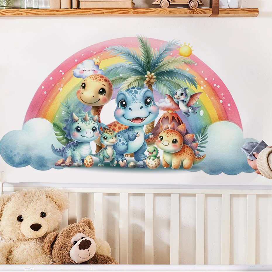 Cartoon Cute Dinosaur Wall Stickers for Children Room Boy Kids Room Living Room Nursery Background Decoration Wall Decals