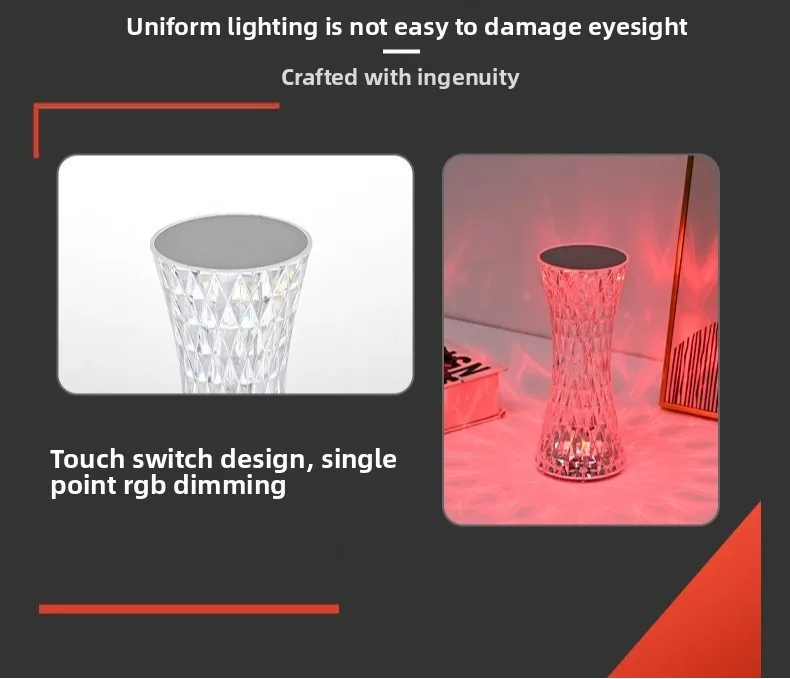 Creative Curvy Waist Crystal Table Lamp Touch Control Romantic Atmosphere Night Light Decorative Gift Lamp for Bedroom Bedside