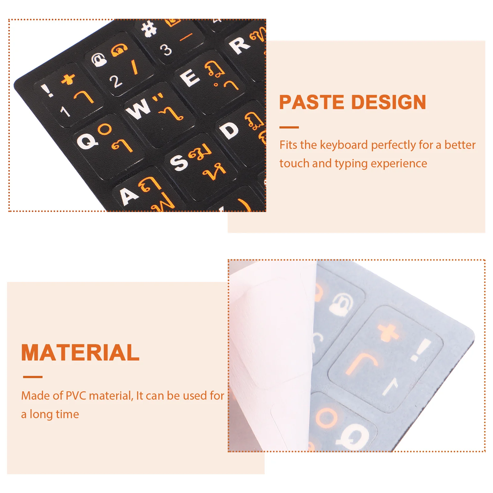 

10pcs 10 Sheets Keyboard Stickers Thai Language Laptop Computer Replacement Letter Decals White Characters Protect