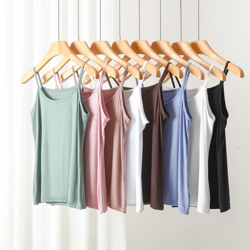 Sexy Sling Camisoles Women Crop Tops Solid Color Sleeveless T-shirt Base Tee Tops Skinny Vest Female Slimming Tanks Underwear