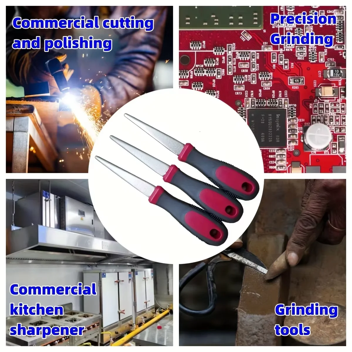 Varilla afiladora de lima de diamante: material de diamante, bordes planos y curvos en ambos lados, adecuada para afilar tijeras