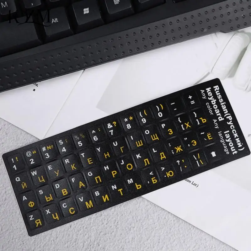 Russian Standard Keyboard Layout Sticker Letters on Replacement with Button Letters Alphabet for Computer Keyboard Protective