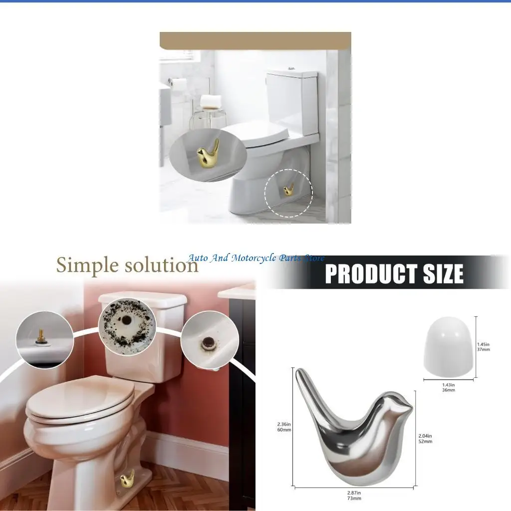 

P9FD Gold Finish Ceramic Bird Toilet Bolt Covers ABS Backing Universal Motorhome Bath Accessories Secure Bolt Coverage Decora