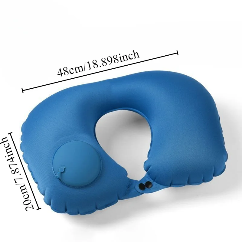 Press type inflatable U-pillow U-shaped airplane headrest Portable outdoor travel pillow Foldable neck pillow nap